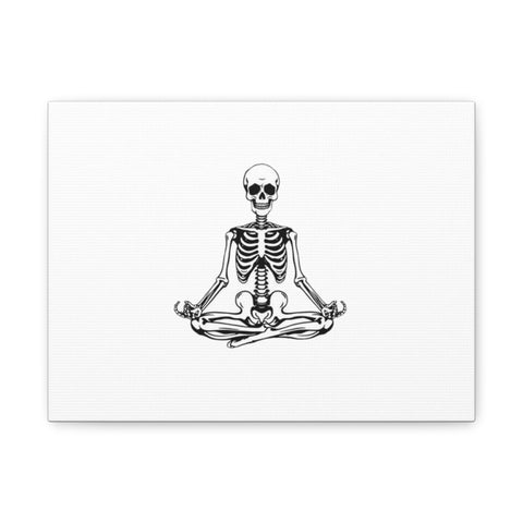 Yoga Skeleton Canvas Print — Meditating Skeleton Wall Art, Minimalist Gothic Home Decor