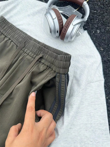 Men's Plus Size Casual Striped Wide-Leg Pants