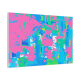 Neon Splash Abstract Canvas Print – Bright Pink & Aqua Modern Wall Art