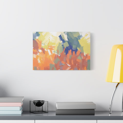 Abstract Colorful Brushstroke Matte Canvas Wall Art – Vibrant Orange & Green Stretched Print