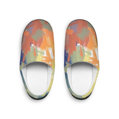Abstract Brushstroke Women's Indoor Slippers — Colorful Cozy House Shoes