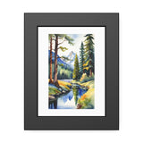Framed Poster — Watercolor Mountain Stream Landscape Art Print