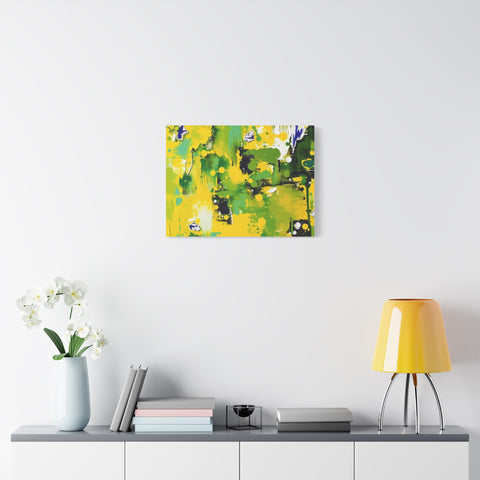 Abstract Green & Yellow Matte Canvas Print – Vibrant Modern Wall Art