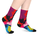 Colorful Abstract Mid-Length Socks — Vibrant Camouflage Pattern