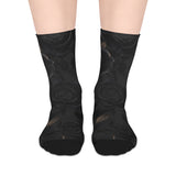 Black Rose Mid-Length Socks — Gothic Floral Crew Socks