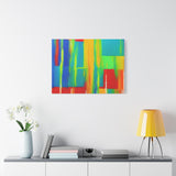 Abstract Rainbow Blocks Matte Canvas Print