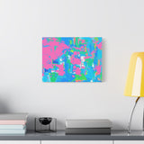 Neon Splash Abstract Canvas Print – Bright Pink & Aqua Modern Wall Art