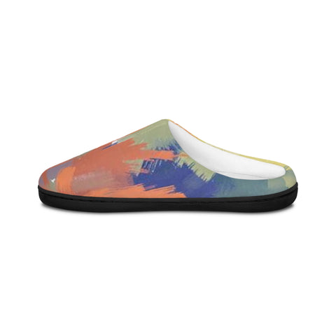 Abstract Brushstroke Women's Indoor Slippers — Colorful Cozy House Shoes