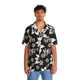 Black & White Tropical Hawaiian Shirt — Men's Floral AOP Button-Up