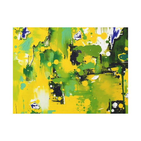 Abstract Green & Yellow Matte Canvas Print – Vibrant Modern Wall Art