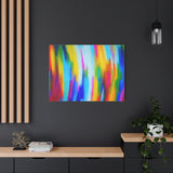 Abstract Rainbow Waves Matte Canvas Print — Vibrant Colorful Wall Art