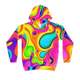 Kids' Psychedelic Rainbow Hoodie — Vibrant Swirl All-Over Print