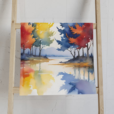 Autumn Watercolor Trees Hand Towel