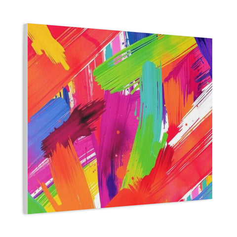 Abstract Rainbow Brushstrokes Matte Canvas Wall Art — Vibrant Stretched 1.25"
