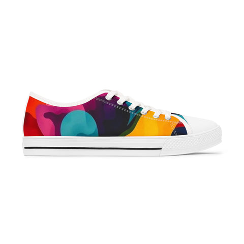 Colorful Abstract Women's Low Top Sneakers — Vibrant Gradient Canvas Shoes