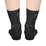 Black Rose Mid-Length Socks — Gothic Floral Crew Socks