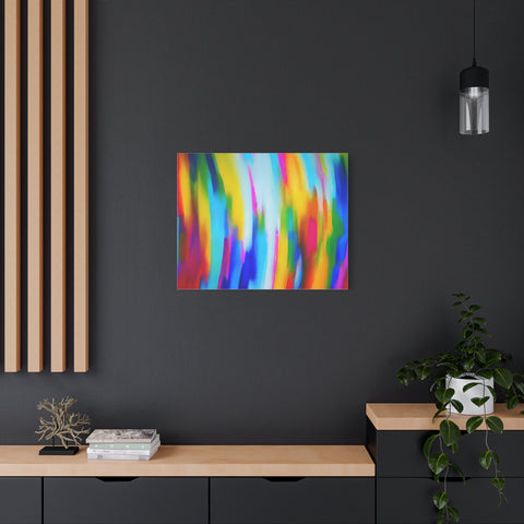 Abstract Rainbow Waves Matte Canvas Print — Vibrant Colorful Wall Art