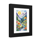 Framed Mountain Meadow Print — Watercolor Landscape Poster