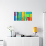 Abstract Rainbow Blocks Matte Canvas Print