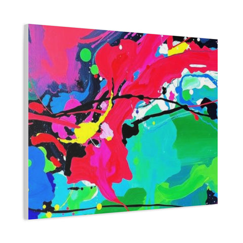 Abstract Neon Splash Matte Canvas Print — Vibrant Colorful Stretched Wall Art