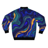 Blue & Gold Marble Bomber Jacket