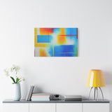 Abstract Color Field Matte Canvas Print — Vibrant Blue, Yellow & Red Stretched Wall Art