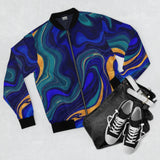 Blue & Gold Marble Bomber Jacket