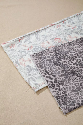 Floral and Leopard Print Wide-Leg Jeans