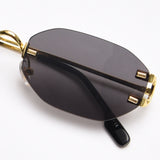 Rimless Oval Sunglasses with Gold Frame