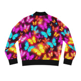 Butterfly Glow Bomber Jacket — Vibrant Neon Butterflies All-Over Print