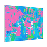 Neon Splash Abstract Canvas Print – Bright Pink & Aqua Modern Wall Art