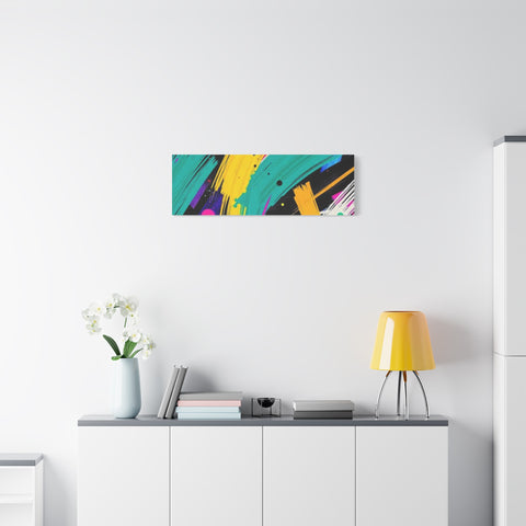 Abstract Neon Brushstroke Canvas Print — Colorful Modern Wall Art
