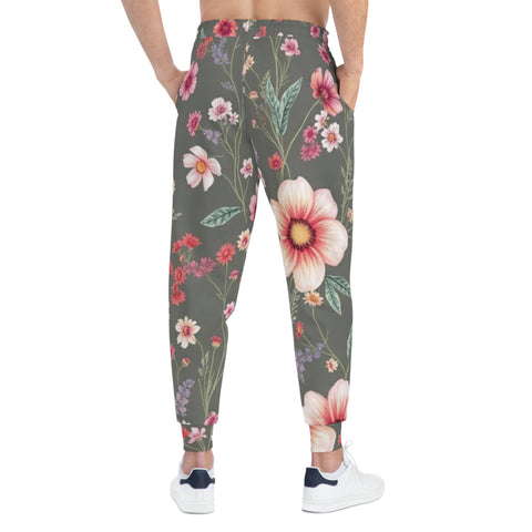 Floral Athletic Joggers — Vintage Meadow All-Over-Print Sweatpants