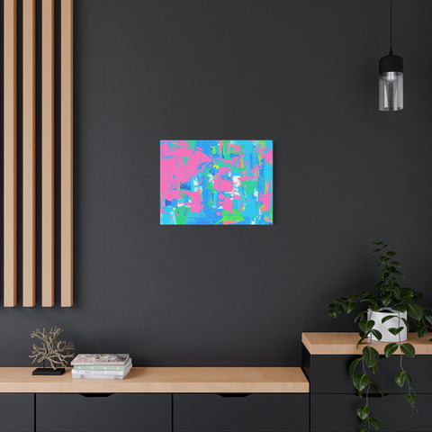Neon Splash Abstract Canvas Print – Bright Pink & Aqua Modern Wall Art