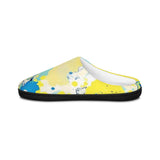 Abstract Blue & Yellow Watercolor Women's Slippers — Cozy Indoor House Shoes
