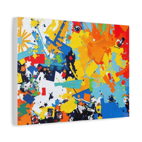 Abstract Splash Colorful Matte Canvas Wall Art – Vibrant Modern Stretched Print