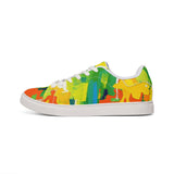 Men's Low-Top Sneakers — Bright Abstract Colorblock Leather Trainers
