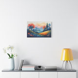 Watercolor Mountain Landscape Canvas Print — Stretched Matte Wall Art
