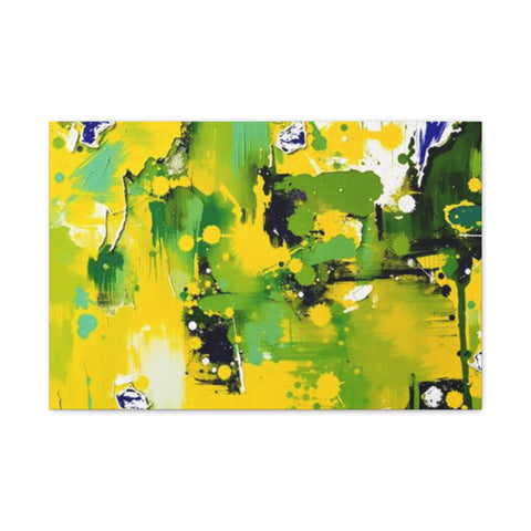 Abstract Green & Yellow Matte Canvas Print – Vibrant Modern Wall Art