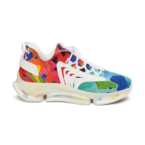 Colorful Abstract Mesh Sneakers — Women's Lightweight Breathable Athletic Shoes
