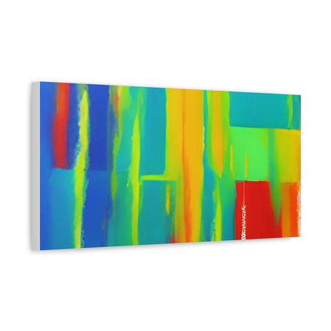 Abstract Rainbow Blocks Matte Canvas Print