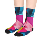 Colorful Abstract Mid-Length Socks — Vibrant Camouflage Pattern
