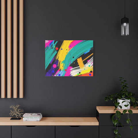 Abstract Neon Brushstroke Canvas Print — Colorful Modern Wall Art