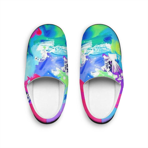 Color Splash Women's Indoor Slippers — Vibrant Abstract Cozy Slip-Ons