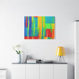 Abstract Rainbow Blocks Matte Canvas Print