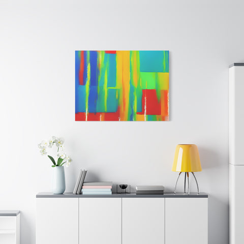 Abstract Rainbow Blocks Matte Canvas Print