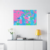 Neon Splash Abstract Canvas Print – Bright Pink & Aqua Modern Wall Art