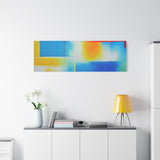 Abstract Color Field Matte Canvas Print — Vibrant Blue, Yellow & Red Stretched Wall Art