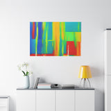 Abstract Rainbow Blocks Matte Canvas Print