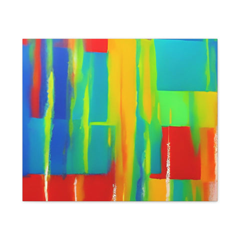 Abstract Rainbow Blocks Matte Canvas Print